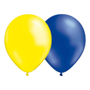 Ballonger Metallic Blå/Gul - 10-pack