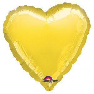 Folieballong - Hjärta Gult 45 cm