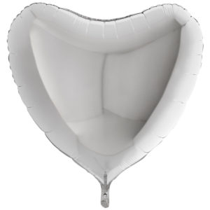 Folieballong Hjärta Silver XL