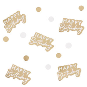 Happy Birthday Konfetti Metallic Guld