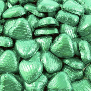 Chokladhjärtan i Ljusgrön Folie