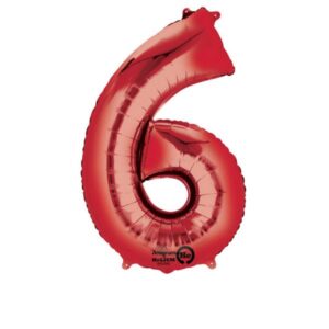 Folieballong siffra, röd-6