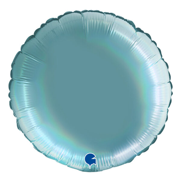 Folieballong Rund Holografisk Ljusblå - 91 cm