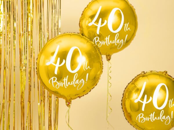 40-års heliumballong guld