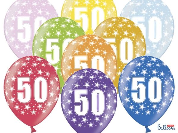 50-års ballonger flerfärgad 10-pack