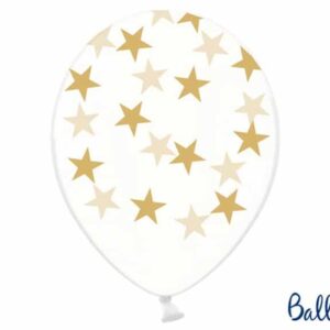 Genomskinlig ballong med guldstjärnor