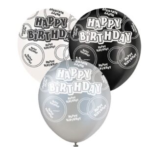 Ballonger Happy Birthday Mix svart