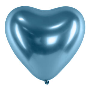 Hjärtballonger Krom Blå - 10-pack