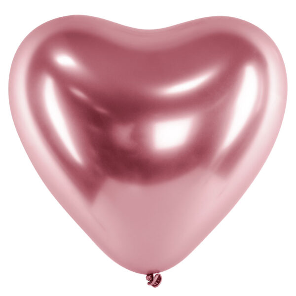 Chrome Hjärtballonger Rosa 50-pack