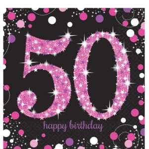 50-års servetter rosa