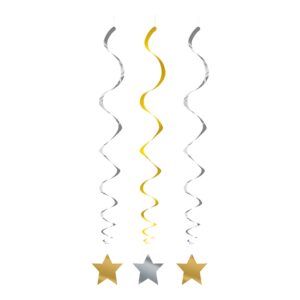 Swirls Stjärnor Guld/Silver Hängande Dekoration - 3-pack