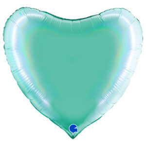 Stor Hjärtballong Holografisk Platinum Tiffany