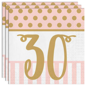 30 Års Servetter Pink Chic