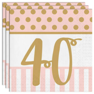 40 Års Servetter Pink Chic