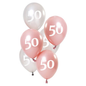 50-års Ballonger Rosa & Silver