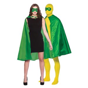 Superhjälte Cape med Mask Grön - One size