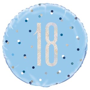 18 Års Folieballong Blå & Silver