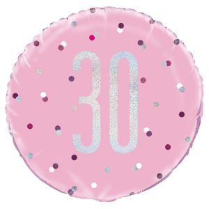 30 Års Folieballong Rosa & Silver