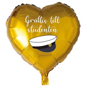 Hjärtformad Studentballong Guld
