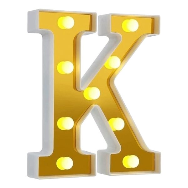 Bokstav Guld med LED-Belysning - Bokstav K