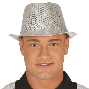 Gangsterhatt med Paljetter Silver